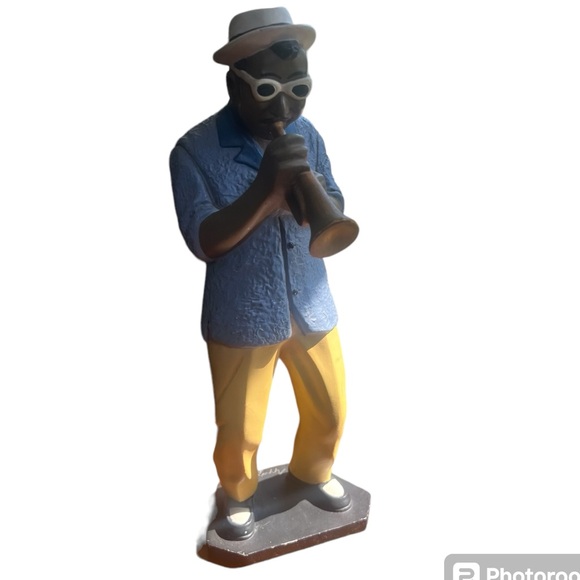 Jazz TRUMPET PLAYER FIGURINE 1995 Hand Painted Ceramic Modele Depose Collectible - Picture 9 of 10